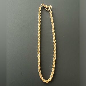 14k Spiral Hollow Diamond Cut Rope Chain Bracelet